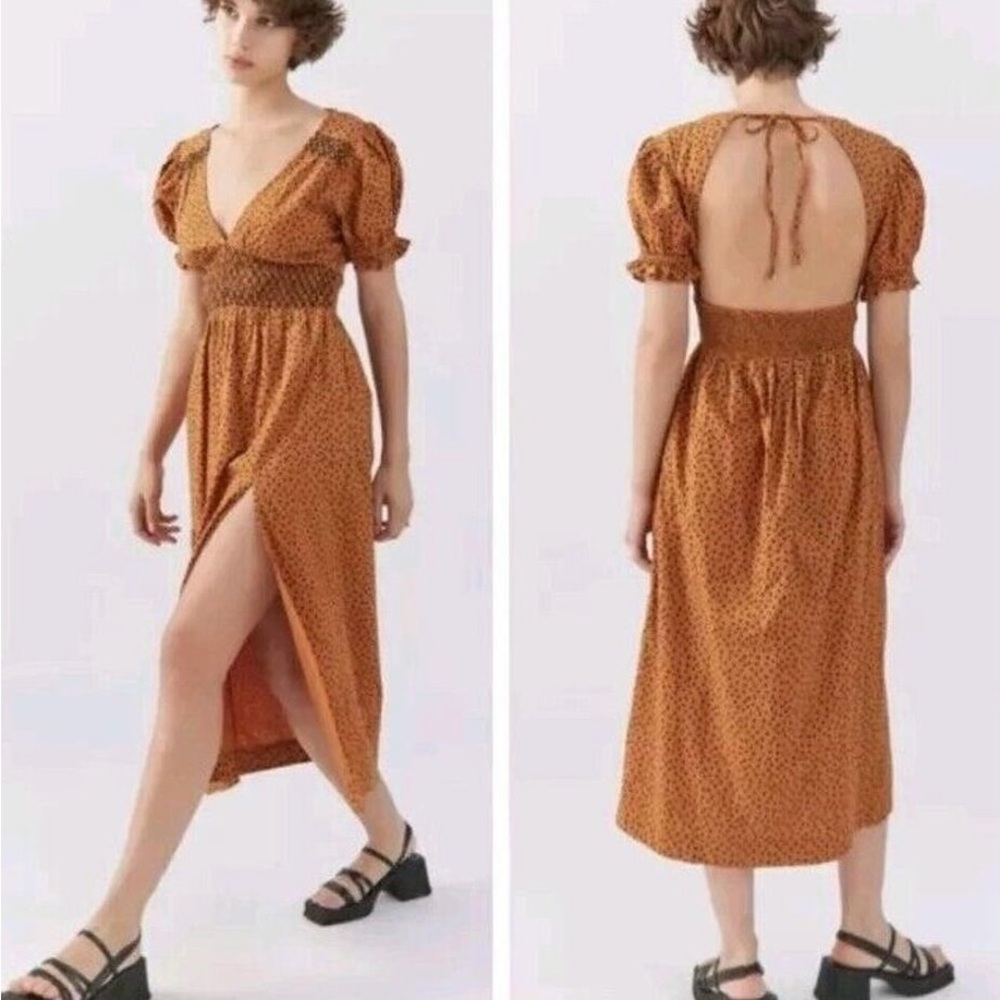 Urban Outfitters Rusty Orange Polka Dot Maxi Dress